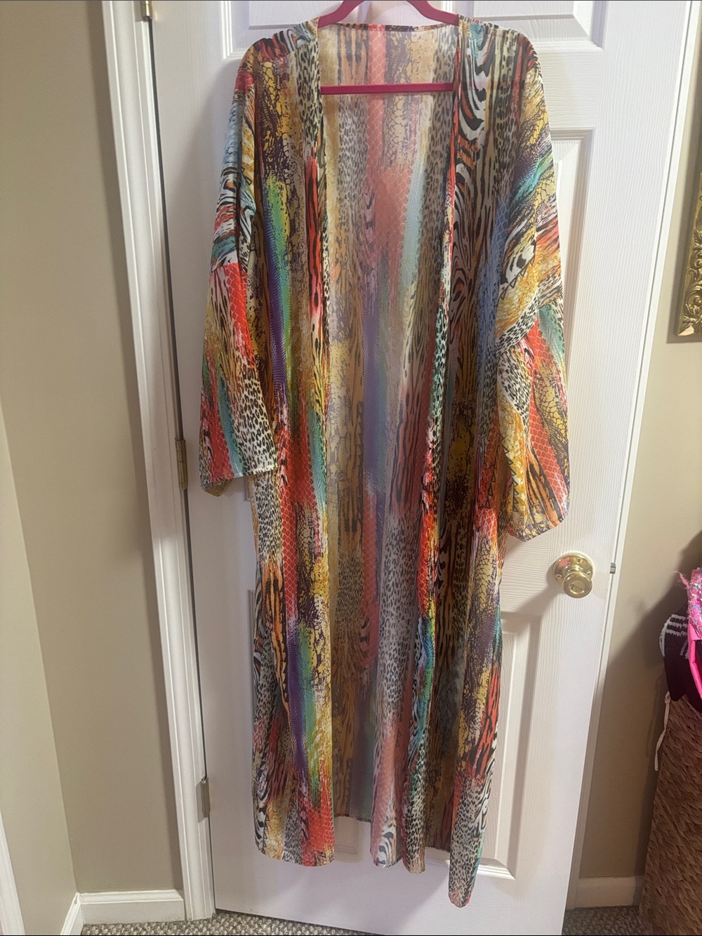 Multicolor Sheer Long Kimono Dress - Women